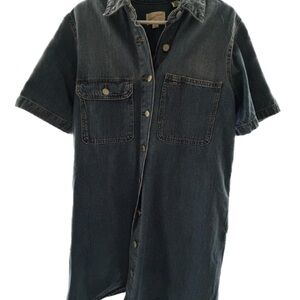 Universal Thread Women's Dark Blue Denim Button-Down Shirt